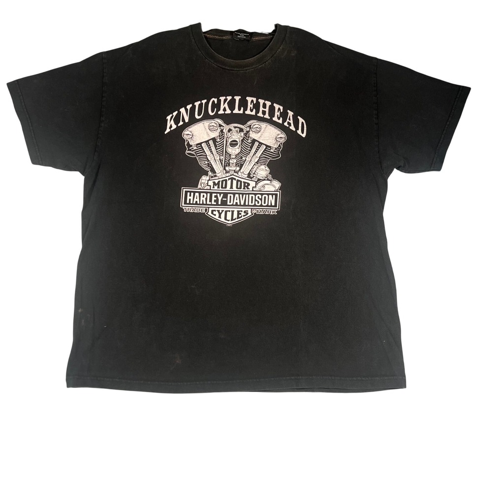 Harley-Davidson Mens Knucklehead Motor T-Shirt‎ Black Wisconsin Graphic XL